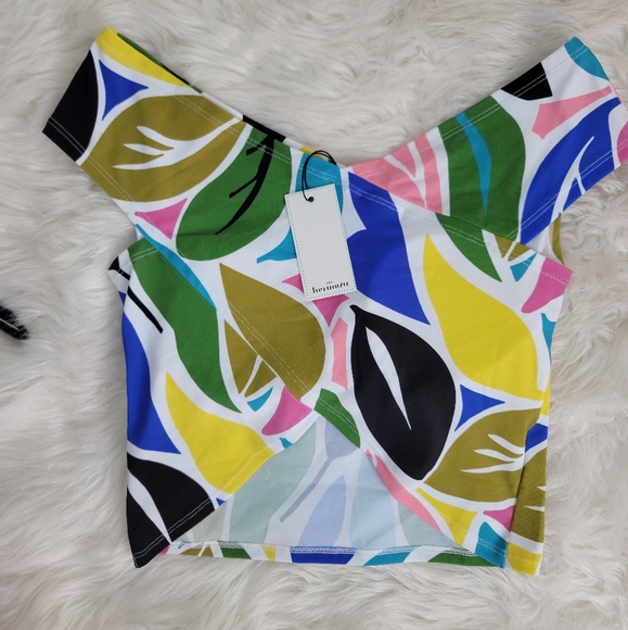 HERMOZA LEAFY PRINT SWIM TOP - Picture 4 of 12